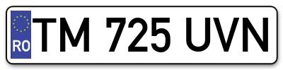 Placuta inmatriculare numar auto  TM-725-UVN, TM 725 UVN, TM725UVN