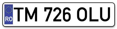 Placuta inmatriculare numar auto  TM-726-OLU, TM 726 OLU, TM726OLU