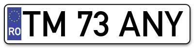 Placuta inmatriculare numar auto  TM-73-ANY, TM 73 ANY, TM73ANY