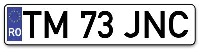 Placuta inmatriculare numar auto  TM-73-JNC, TM 73 JNC, TM73JNC