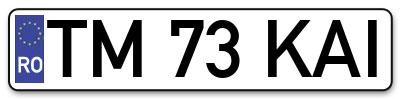 Placuta inmatriculare numar auto  TM-73-KAI, TM 73 KAI, TM73KAI