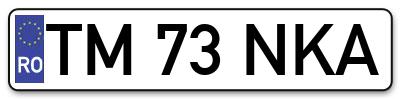 Placuta inmatriculare numar auto  TM-73-NKA, TM 73 NKA, TM73NKA
