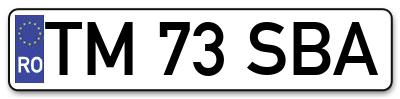 Placuta inmatriculare numar auto  TM-73-SBA, TM 73 SBA, TM73SBA