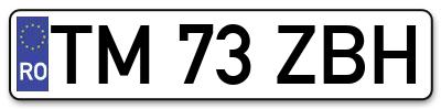 Placuta inmatriculare numar auto  TM-73-ZBH, TM 73 ZBH, TM73ZBH