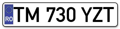 Placuta inmatriculare numar auto  TM-730-YZT, TM 730 YZT, TM730YZT