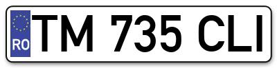 Placuta inmatriculare numar auto  TM-735-CLI, TM 735 CLI, TM735CLI
