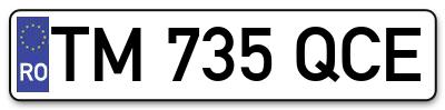 Placuta inmatriculare numar auto  TM-735-QCE, TM 735 QCE, TM735QCE