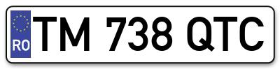 Placuta inmatriculare numar auto  TM-738-QTC, TM 738 QTC, TM738QTC