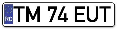 Placuta inmatriculare numar auto  TM-74-EUT, TM 74 EUT, TM74EUT