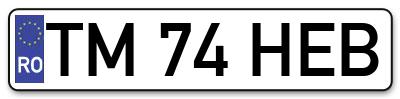 Placuta inmatriculare numar auto  TM-74-HEB, TM 74 HEB, TM74HEB