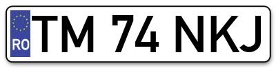 Placuta inmatriculare numar auto  TM-74-NKJ, TM 74 NKJ, TM74NKJ