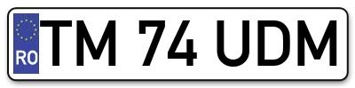 Placuta inmatriculare numar auto  TM-74-UDM, TM 74 UDM, TM74UDM
