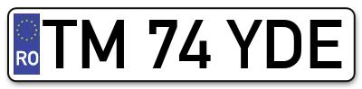 Placuta inmatriculare numar auto  TM-74-YDE, TM 74 YDE, TM74YDE