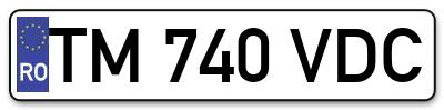Placuta inmatriculare numar auto  TM-740-VDC, TM 740 VDC, TM740VDC