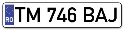 Placuta inmatriculare numar auto  TM-746-BAJ, TM 746 BAJ, TM746BAJ