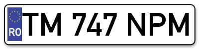 Placuta inmatriculare numar auto  TM-747-NPM, TM 747 NPM, TM747NPM