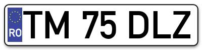 Placuta inmatriculare numar auto  TM-75-DLZ, TM 75 DLZ, TM75DLZ
