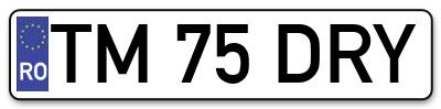 Placuta inmatriculare numar auto  TM-75-DRY, TM 75 DRY, TM75DRY