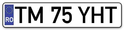 Placuta inmatriculare numar auto  TM-75-YHT, TM 75 YHT, TM75YHT