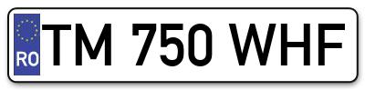 Placuta inmatriculare numar auto  TM-750-WHF, TM 750 WHF, TM750WHF