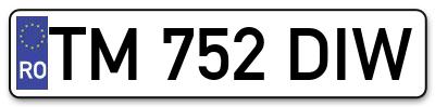 Placuta inmatriculare numar auto  TM-752-DIW, TM 752 DIW, TM752DIW