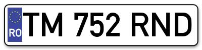 Placuta inmatriculare numar auto  TM-752-RND, TM 752 RND, TM752RND