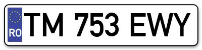 Placuta inmatriculare numar auto  TM-753-EWY, TM 753 EWY, TM753EWY