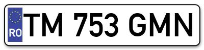Placuta inmatriculare numar auto  TM-753-GMN, TM 753 GMN, TM753GMN