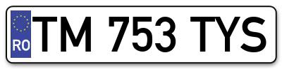 Placuta inmatriculare numar auto  TM-753-TYS, TM 753 TYS, TM753TYS