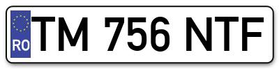 Placuta inmatriculare numar auto  TM-756-NTF, TM 756 NTF, TM756NTF