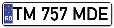 Placuta inmatriculare numar auto  TM-757-MDE, TM 757 MDE, TM757MDE