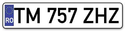 Placuta inmatriculare numar auto  TM-757-ZHZ, TM 757 ZHZ, TM757ZHZ