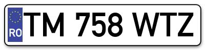 Placuta inmatriculare numar auto  TM-758-WTZ, TM 758 WTZ, TM758WTZ