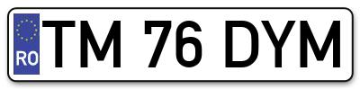 Placuta inmatriculare numar auto  TM-76-DYM, TM 76 DYM, TM76DYM