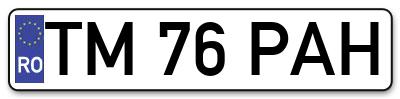 Placuta inmatriculare numar auto  TM-76-PAH, TM 76 PAH, TM76PAH