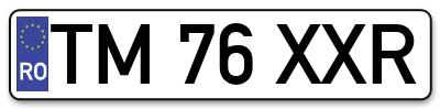 Placuta inmatriculare numar auto  TM-76-XXR, TM 76 XXR, TM76XXR