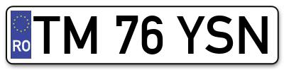 Placuta inmatriculare numar auto  TM-76-YSN, TM 76 YSN, TM76YSN