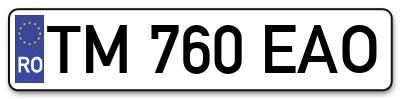 Placuta inmatriculare numar auto  TM-760-EAO, TM 760 EAO, TM760EAO
