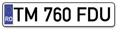 Placuta inmatriculare numar auto  TM-760-FDU, TM 760 FDU, TM760FDU