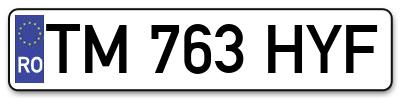 Placuta inmatriculare numar auto  TM-763-HYF, TM 763 HYF, TM763HYF