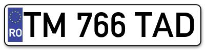 Placuta inmatriculare numar auto  TM-766-TAD, TM 766 TAD, TM766TAD