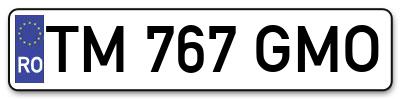 Placuta inmatriculare numar auto  TM-767-GMO, TM 767 GMO, TM767GMO