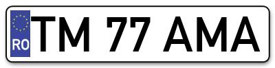 Placuta inmatriculare numar auto  TM-77-AMA, TM 77 AMA, TM77AMA