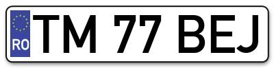 Placuta inmatriculare numar auto  TM-77-BEJ, TM 77 BEJ, TM77BEJ