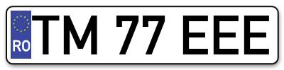 Placuta inmatriculare numar auto  TM-77-EEE, TM 77 EEE, TM77EEE