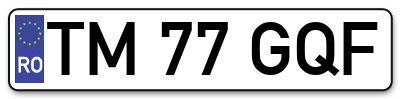 Placuta inmatriculare numar auto  TM-77-GQF, TM 77 GQF, TM77GQF
