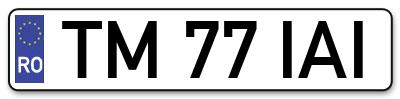 Placuta inmatriculare numar auto  TM-77-IAI, TM 77 IAI, TM77IAI