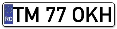 Placuta inmatriculare numar auto  TM-77-OKH, TM 77 OKH, TM77OKH