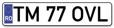 Placuta inmatriculare numar auto  TM-77-OVL, TM 77 OVL, TM77OVL