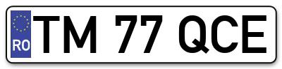 Placuta inmatriculare numar auto  TM-77-QCE, TM 77 QCE, TM77QCE